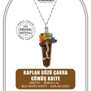 Kaplan Gözü Çakra Gümüş Kolye Kaplan Gözü