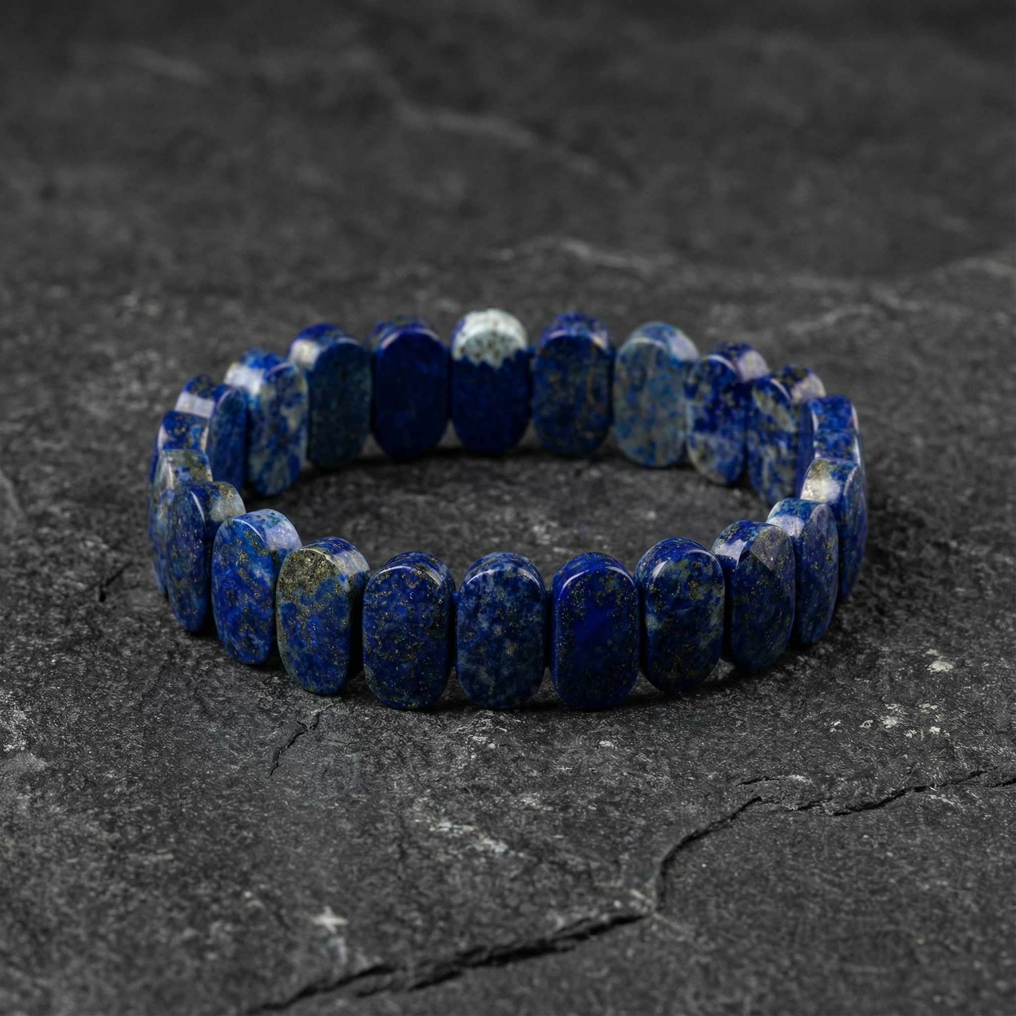 Lapis Lazuli Doğal Taş Geniş Kesim Bileklik (Rolex Stil)