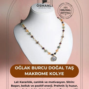 Oğlak Burcu Doğal Taş Makrome Kolye