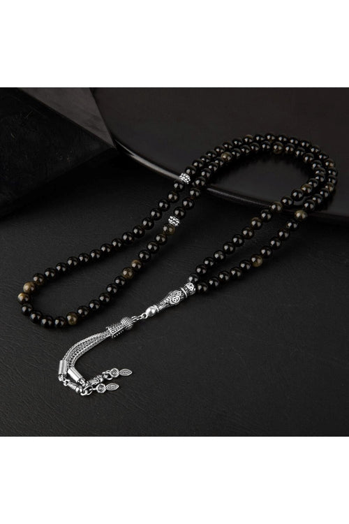 Golden Obsidyen Doğal Taş Tesbih 99luk - 6mm