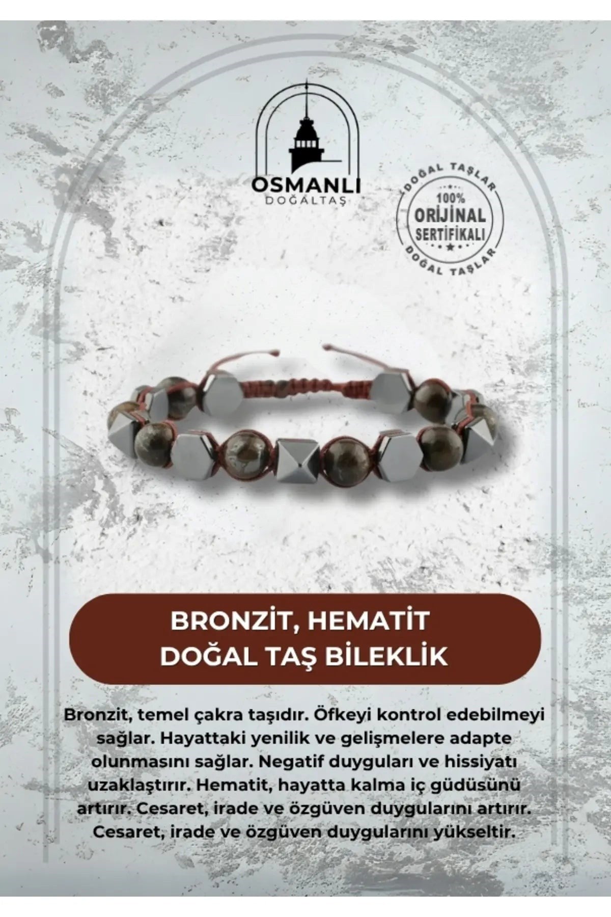 Bronzit-Hematit Doğal Taş Bileklik