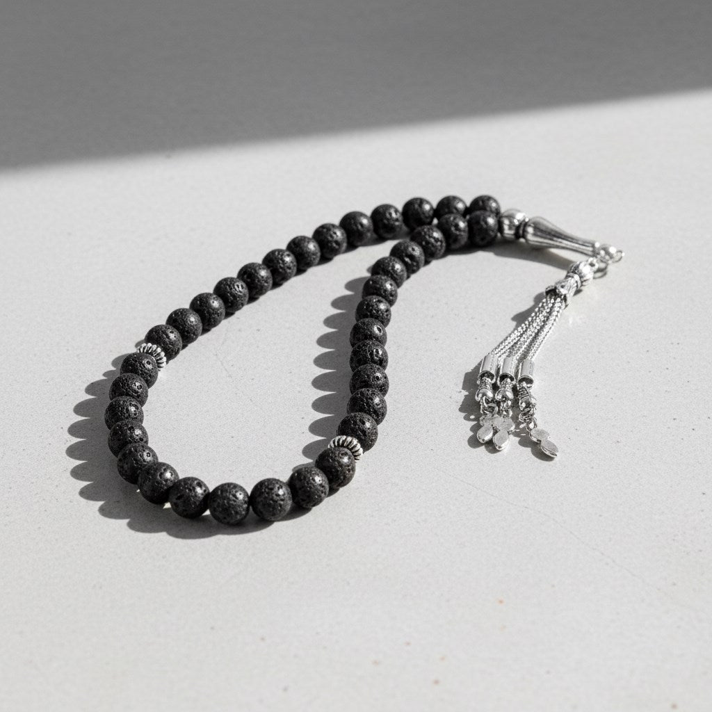Siyah Lav Taşı Doğal Taş Tesbih – 33’lük / 8 mm