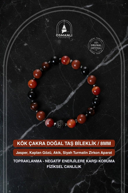 Kök Çakra Doğal Taş Bileklik / 8MM
