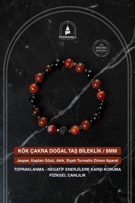 Kök Çakra Doğal Taş Bileklik / 8MM