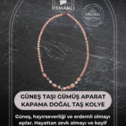Sertifikalı Güneş Taşı Gümüş Aparat Kapama Doğal Taş Kolye