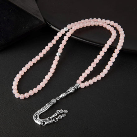 Pembe Kuvars (Gül Kuvars) Doğal Taş Tesbih 99’luk – 6mm El İşçiliği
