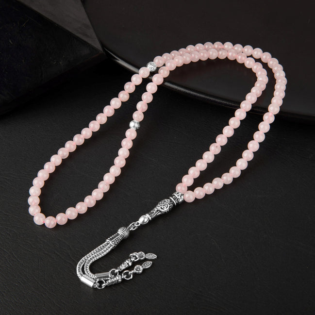 Pembe Kuvars (Gül Kuvars) Doğal Taş Tesbih 99’luk – 6mm El İşçiliği