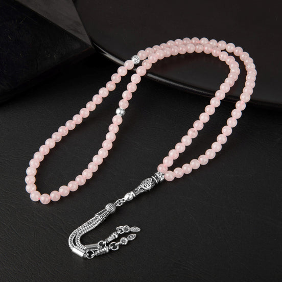 Pembe Kuvars (Gül Kuvars) Doğal Taş Tesbih 99’luk – 6mm El İşçiliği