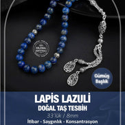 Lapis Lazuli Doğal Taş 8mm Gümüş İmameli Tesbih
