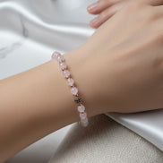 Pembe Kuvars ve Hematit Doğal Taş Bileklik – Unisex Şık Tasarım