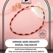 Kırmızı Akik-Hematit Doğal Taş Kolye