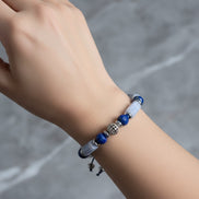 Kalsedon ve Lapis Lazuli Doğal Taş Bileklik – Unisex Şık Tasarım