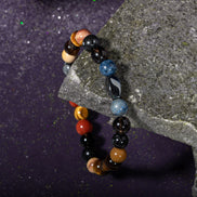 Oğlak Burcu Doğal Taş Bileklik – Dumanlı Kuvars, Dumortierit, Golden Obsidyen, Jasper & Kaplan Gözü