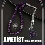 Ametist Doğal Taş Tesbih 33lük - 8mm