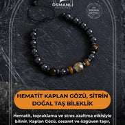 Hematit Kaplan Gözü ve Sitrin Bileklik