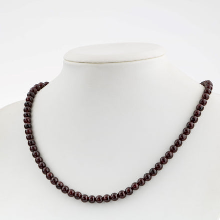 Bordo Granat (Lal) Doğal Taş Kolye – 6 mm Dizi, Unisex Tasarım