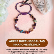 Akrep Burcu Doğal Taş Makrome Bileklik