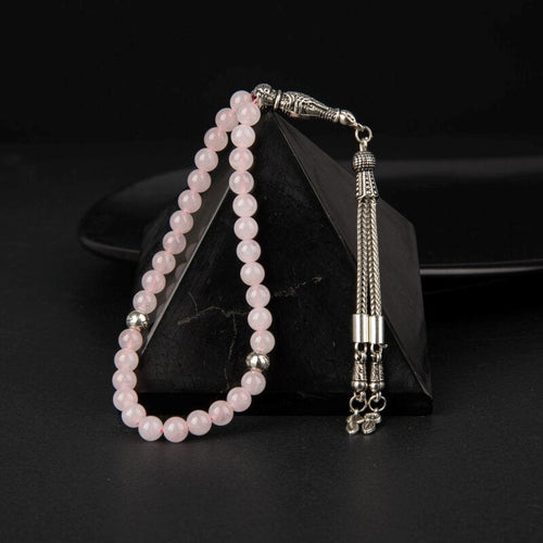 Pembe Kuvars (Gül Kuvars) Doğal Taş Tesbih 33lük - 6mm