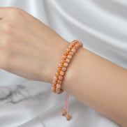 Güneş Taşı 4 mm Çift Sıra Doğal Taş Bileklik – Unisex El İşçiliği