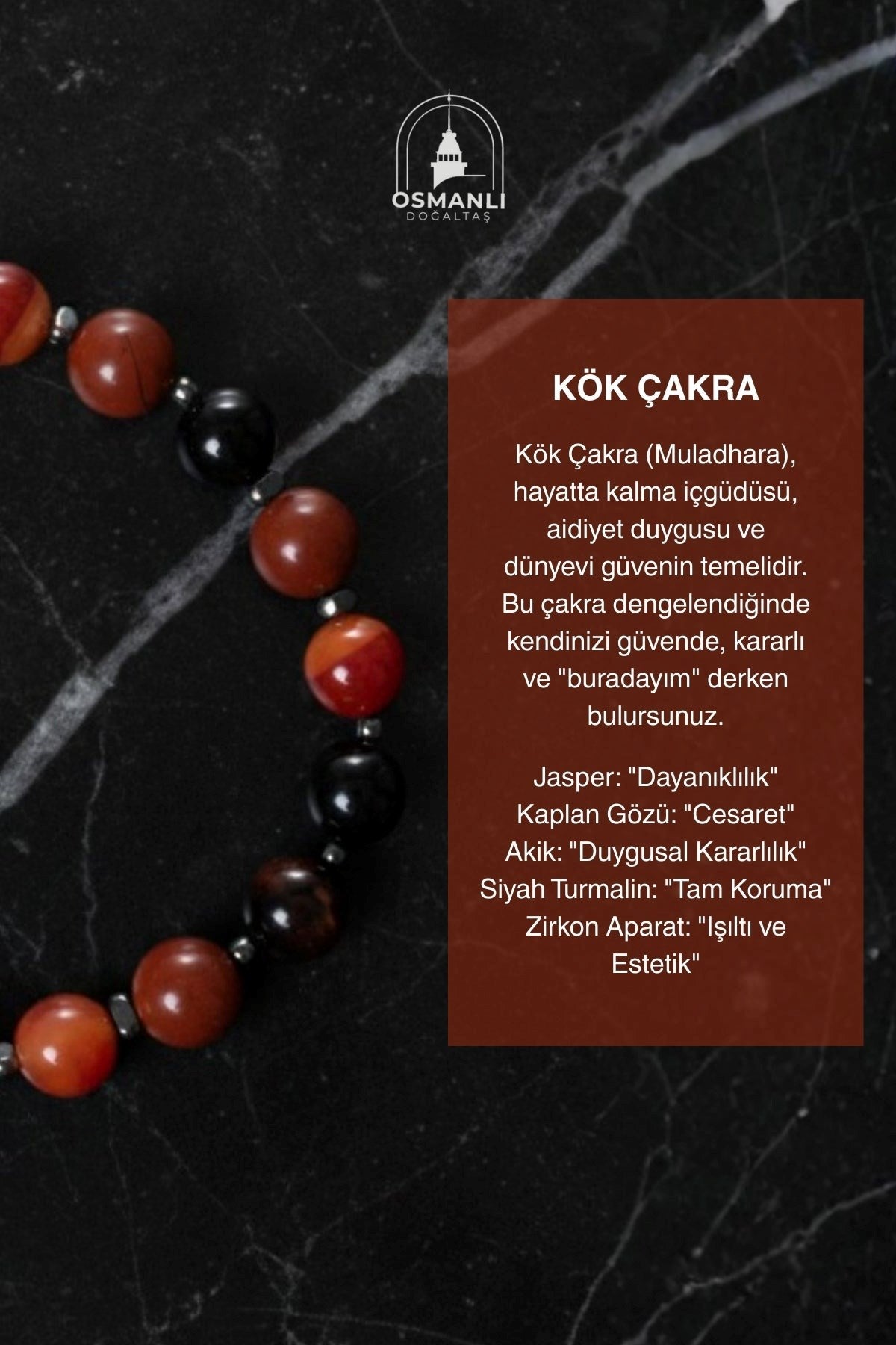 Kök Çakra Doğal Taş Bileklik / 8MM