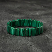 Malakit Doğal Taş Geniş Kesim Bileklik (Rolex Stil)