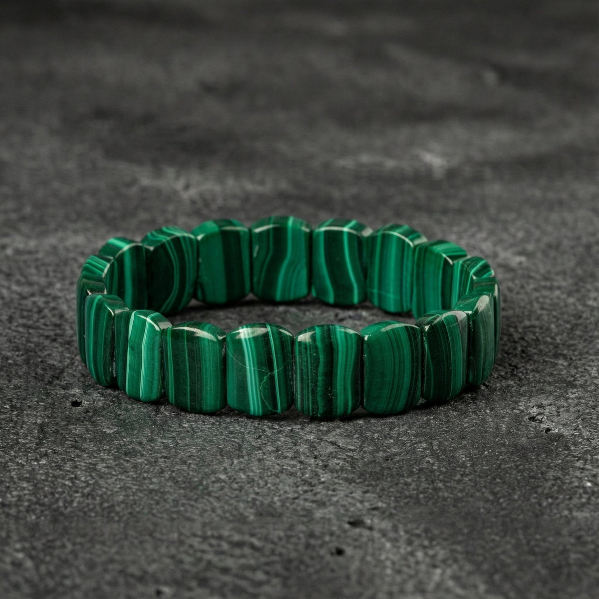 Malakit Doğal Taş Geniş Kesim Bileklik (Rolex Stil)