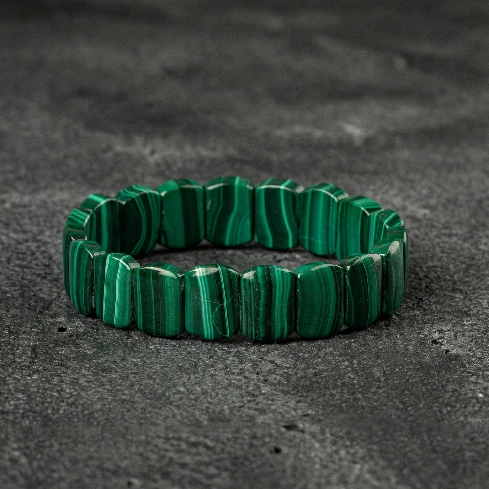 Malakit Doğal Taş Geniş Kesim Bileklik (Rolex Stil)