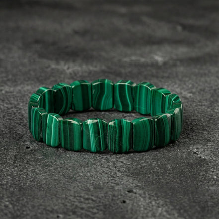 Malakit Doğal Taş Geniş Kesim Bileklik (Rolex Stil)