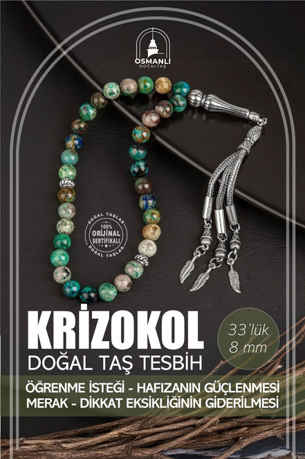 Krizokol Doğal Taş Tesbih 33lük - 8mm