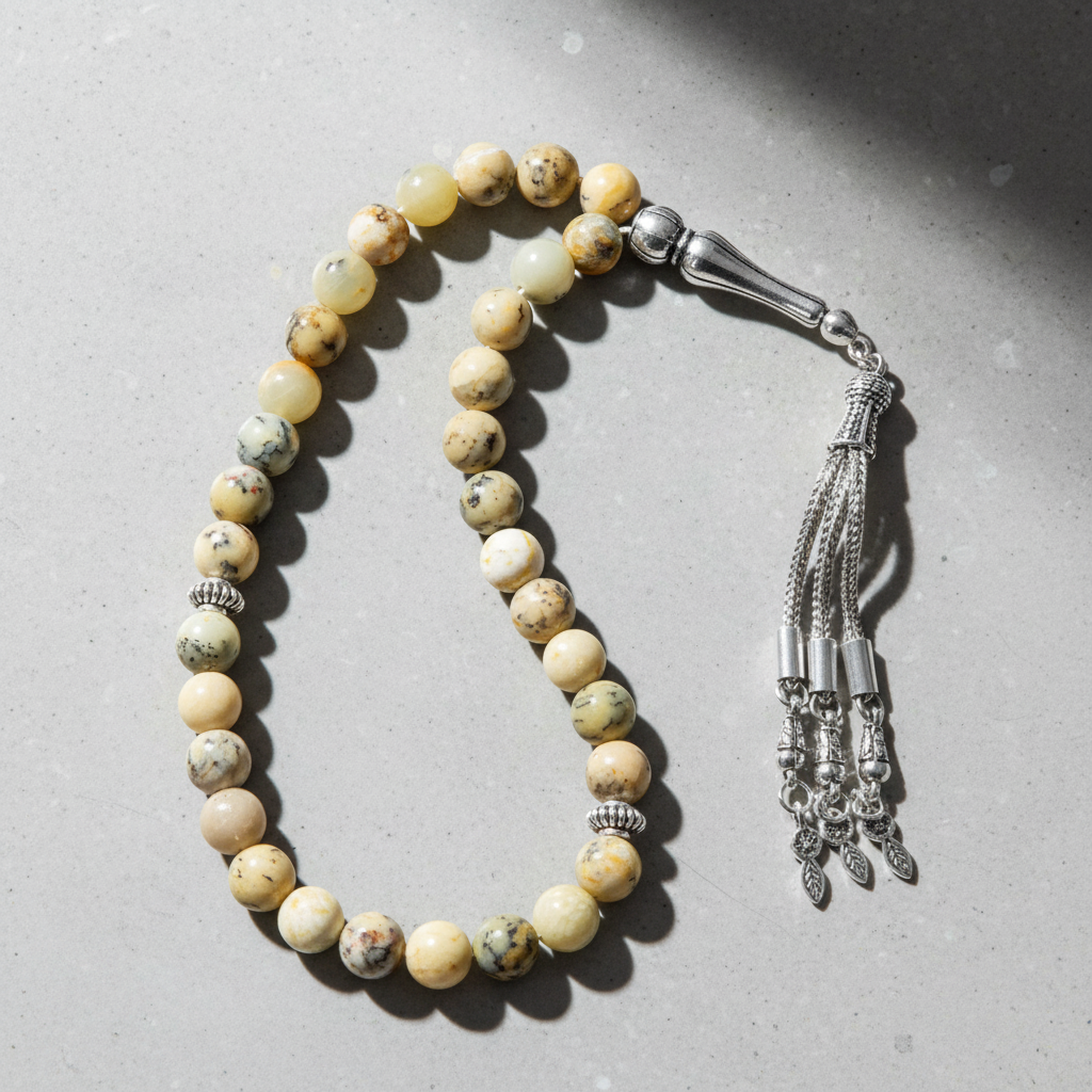 Opal Sarı Doğal Taş Tesbih – 33’lük / 8 mm