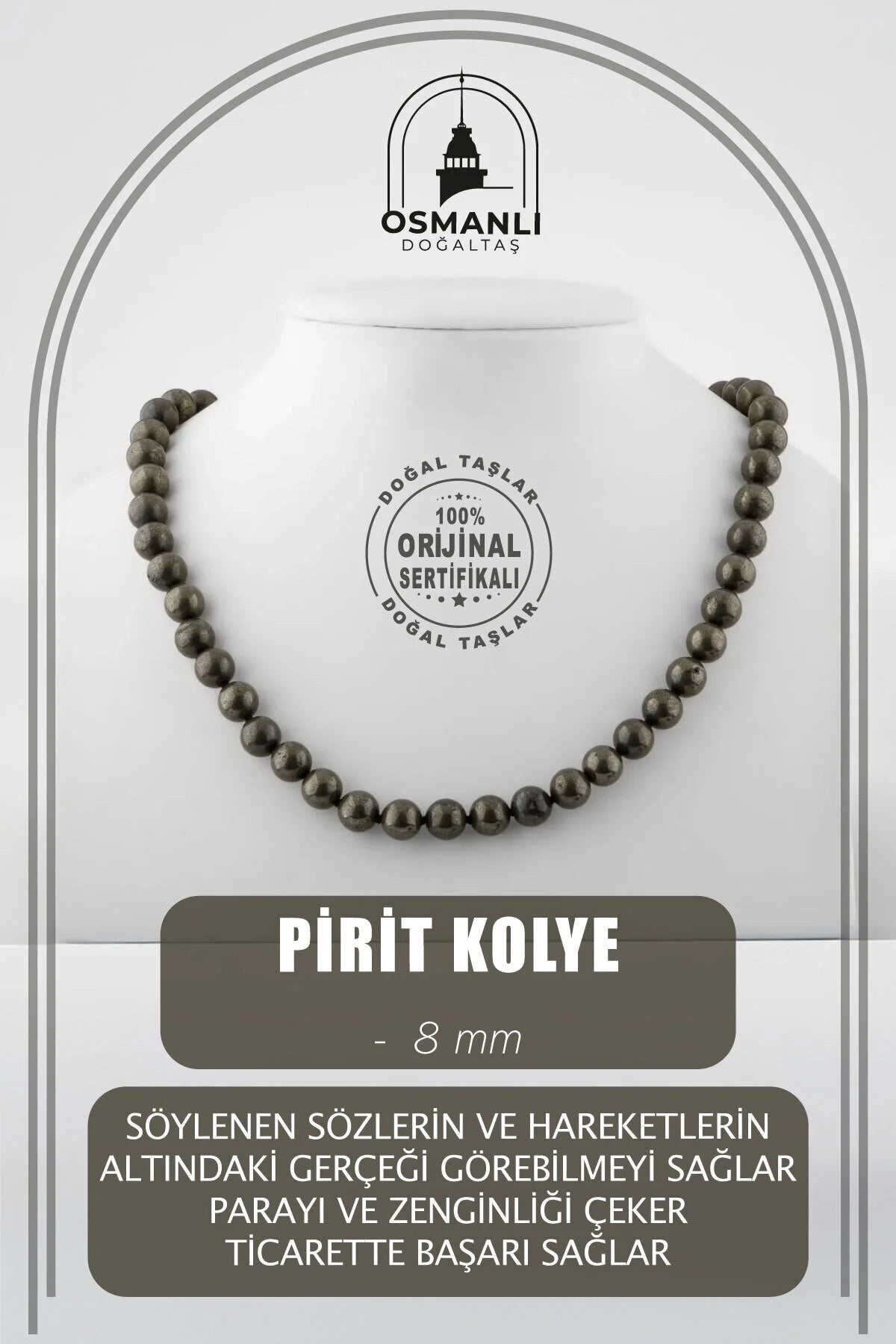 Pirit 8 mm Düğümlü Doğal Taş Kolye