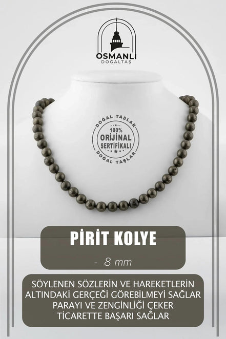 Pirit 8 mm Düğümlü Doğal Taş Kolye