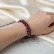 Bordo Granat Lal 4 mm Çift Sıra Doğal Taş Bileklik – Unisex El İşçiliği