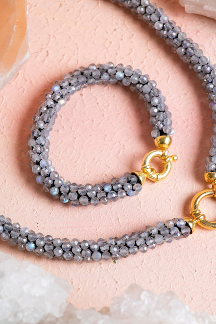 El İşçiliği Örme Labradorit Kapama Set (SK:115)