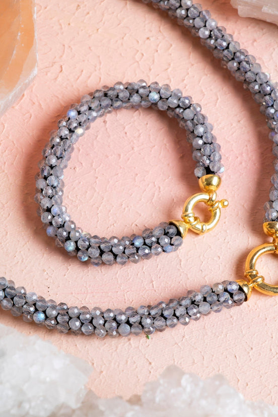 El İşçiliği Örme Labradorit Kapama Set (SK:115)