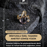 İridyumlu Özel Tasarım Ametist Gümüş Yüzük (Kadın)