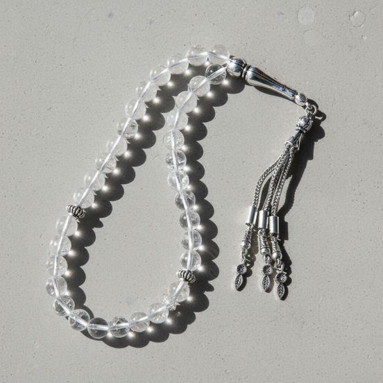 Kristal Kuvars Doğal Taş Tesbih – 33’lük / 8 mm