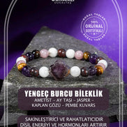 Yengeç Burcu Bileklik Ametist, Ay Taşı, Jasper, Kaplan Gözü, Pembe Kuvars