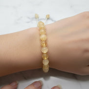 Sitrin Doğal Taş Bileklik – 8 mm Merdiven Kapama İpli, Unisex Tasarım
