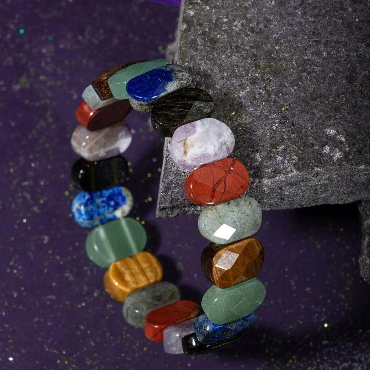 Aslan Burcu Bileklik Ametist, Golden Obsidyen, Jasper, Kaplan Gözü, Labradorit, Lapis Lazuli, Yeşil Aventurin