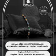 Hint Akik-Kaplan Gözü-Hematit Doğal Taş Erkek Tasarım Bileklik