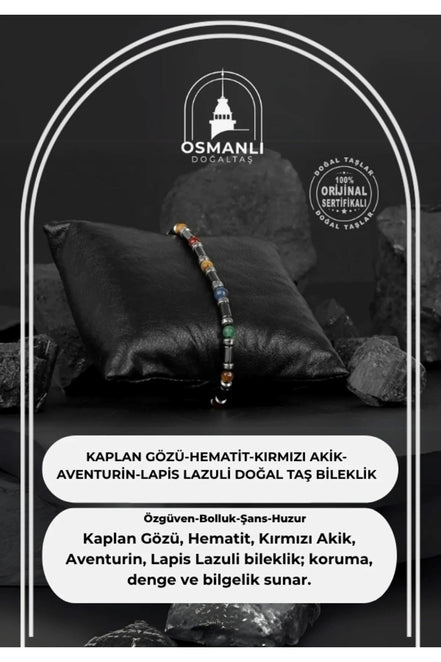 Hint Akik-Kaplan Gözü-Hematit Doğal Taş Erkek Tasarım Bileklik