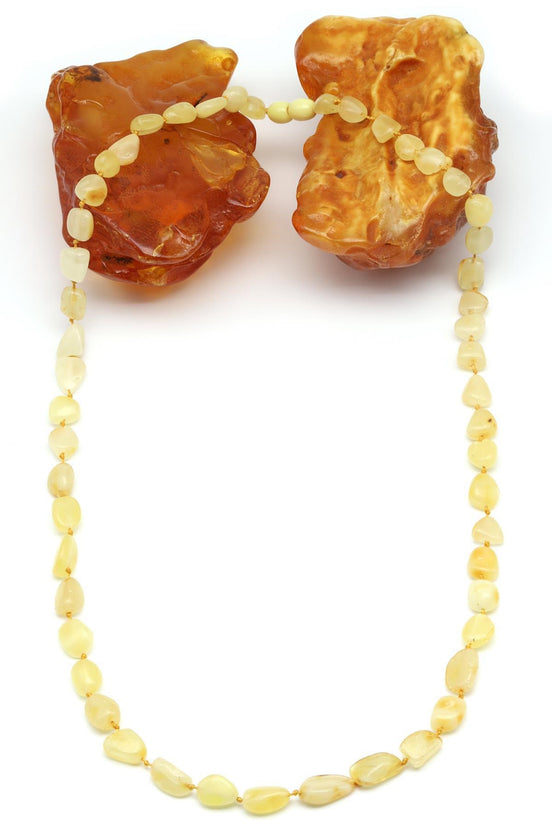 Damla Kehribar Kolye – 64 cm | 7–10 mm | Ortalama 15 gr