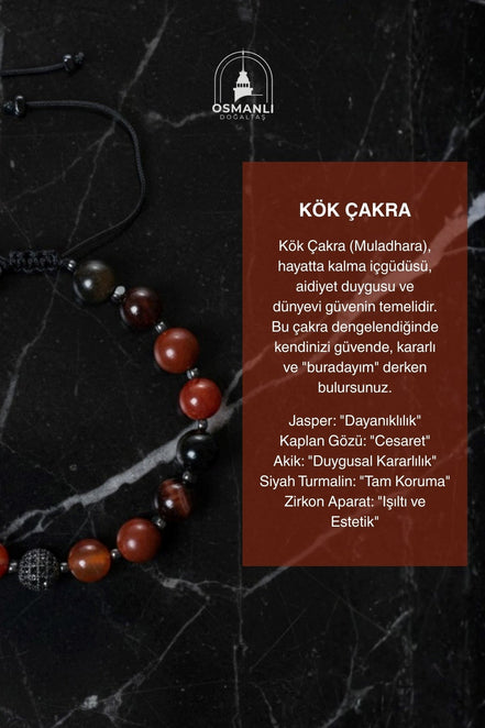 Kök Çakra Doğal Taş Makrome Bileklik / 8MM