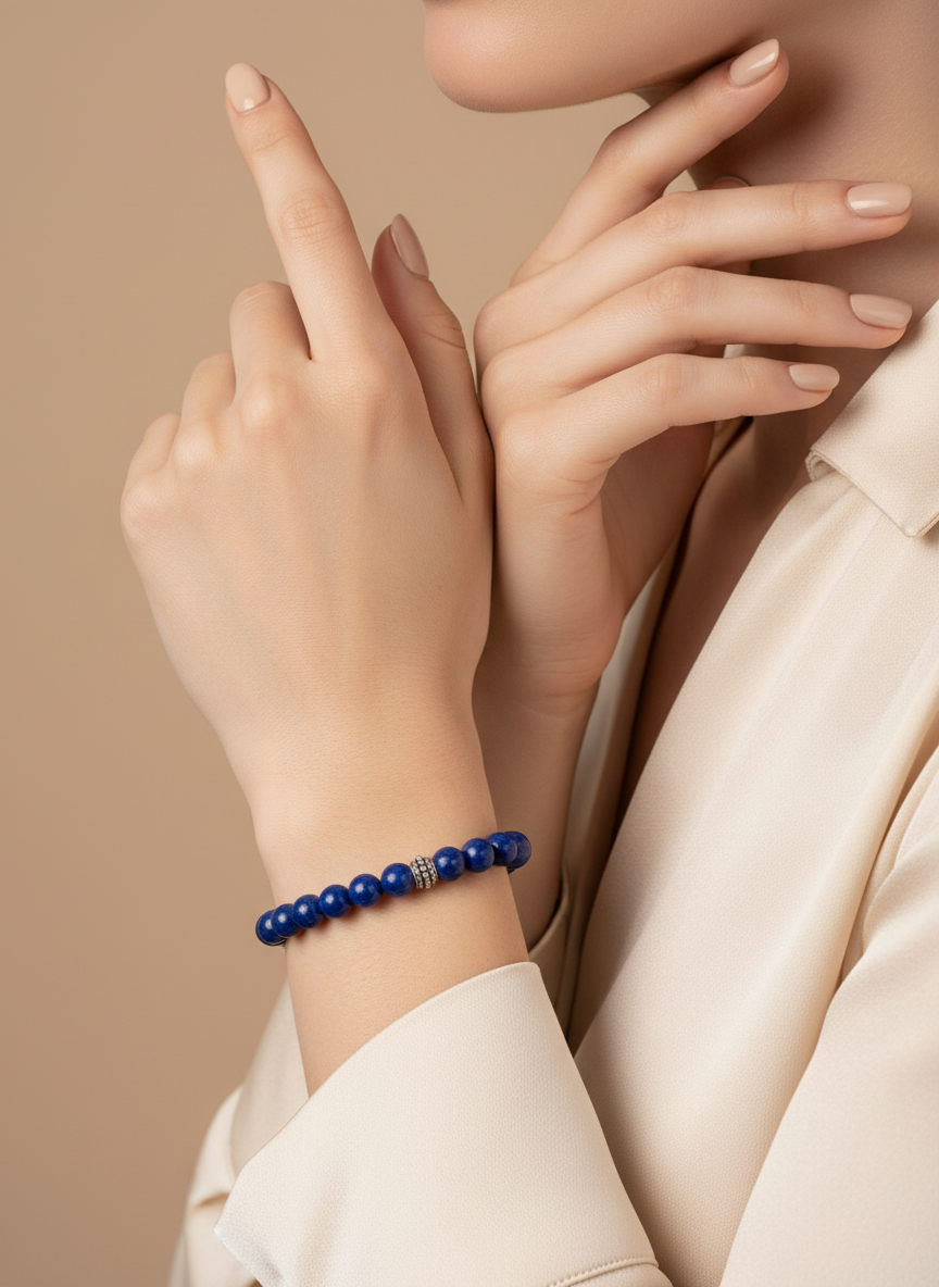 Sertifikalı Doğal Taş Bileklik - Lapis 8 Mm B512
