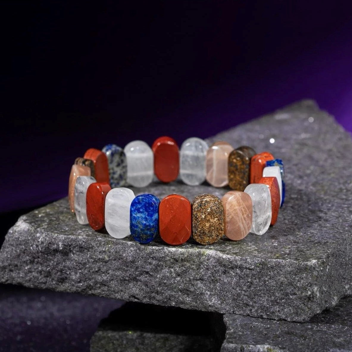Yay Burcu Bileklik Ay Taşı, Bronzit, Güneş Taşı, Jasper, Lapis Lazuli, Selenit