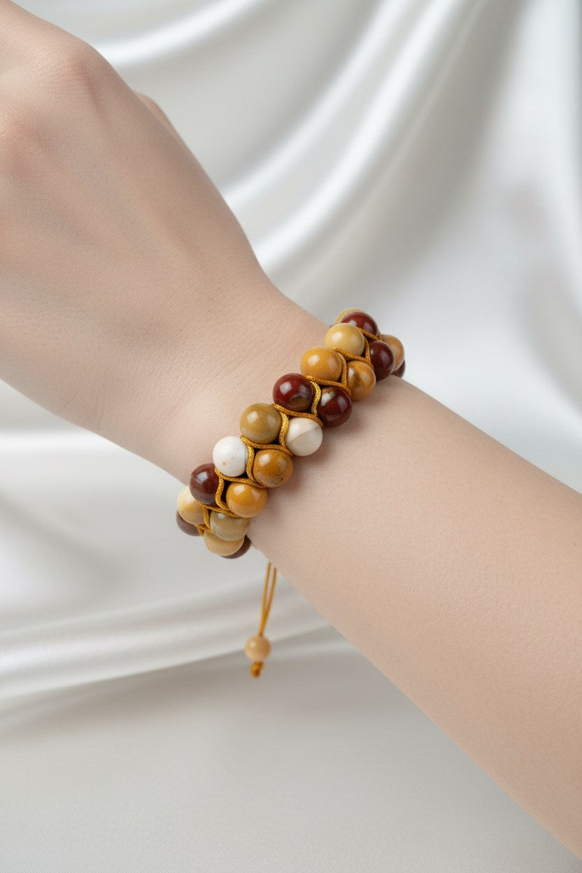 Jasper 8mm Çift Sıra Makrome Doğal Taş Bileklik