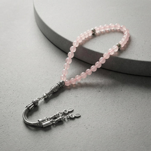 Pembe Kuvars (Gül Kuvars) Doğal Taş Tesbih – 33’lük / 6 mm