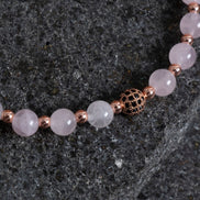 Pembe Kuvars ve Hematit Doğal Taş Bileklik – Unisex Şık Tasarım