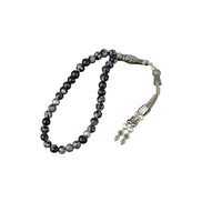 Karlı Obsidyen Doğal Taş Tesbih 33lük - 6mm